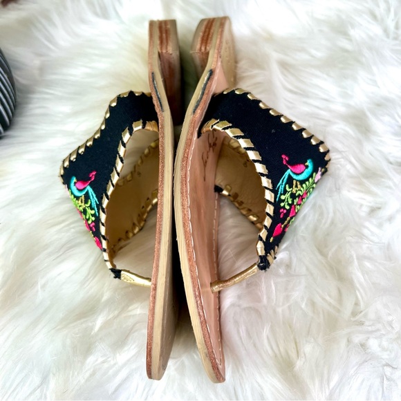 JACK ROGERS 1960 Embroidered Textile and Leather Thong Sandals, 8 - Picture 7 of 10